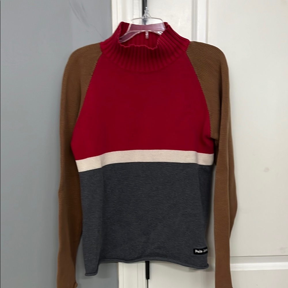 Polo by Ralph Lauren Red and Cream Turtleneck Sweater